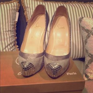 Authentic Grey Louboutin stilettos 38.5 w box